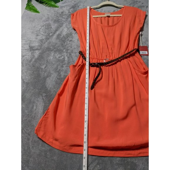 MOSSIMO SUPPLY 100% Rayon Women Peach Mini Dress Belted Casual MEDIUM(8-10) - Picture 2 of 10